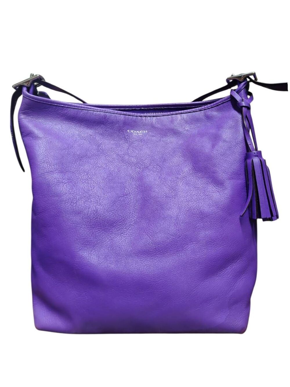 Coach Legacy 19883 Purple Leather Duffle Crossbody Shoulder Bag Tassels